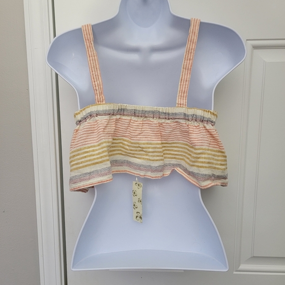 Pale Yellow Smocked Crop Tank Top - Picture 3 of 8